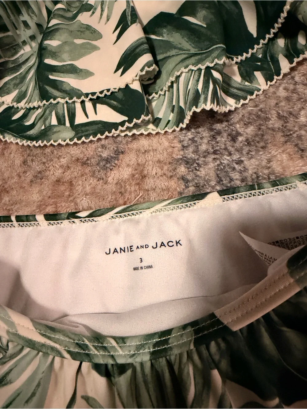 Janie and Jack Green and White Tropical Two-Piece Set